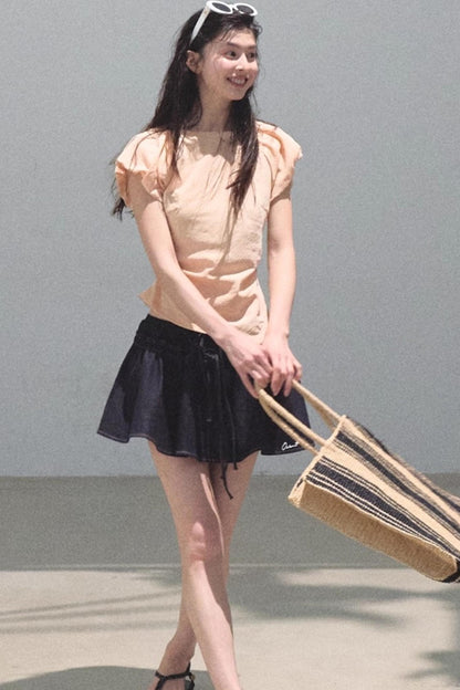 Embroidered Lyocell Puffy A-Line Skirt