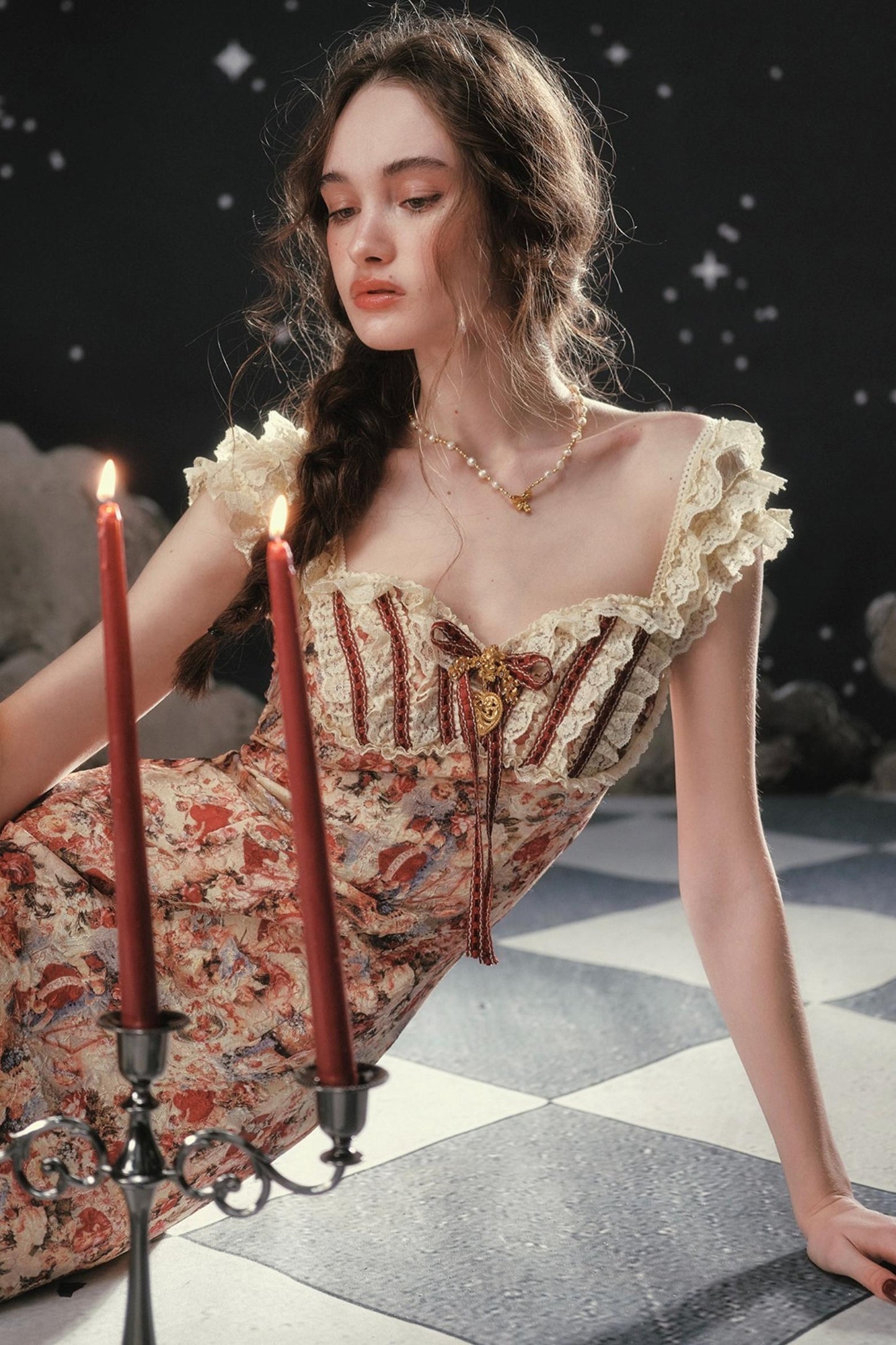 French Lace Floral Dress Set-Up