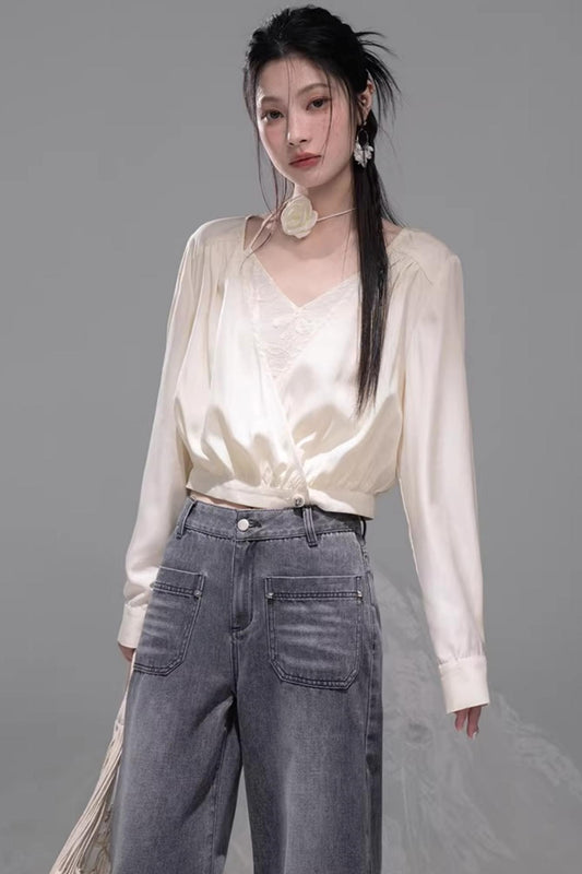 Embroidered Apricot Halter Top Set