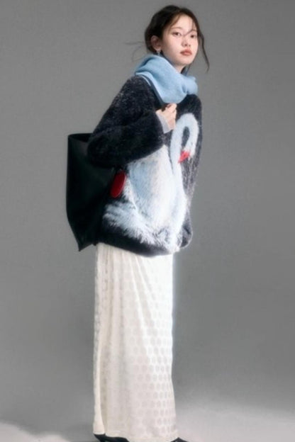 Retro Polka Dot Velvet Skirt