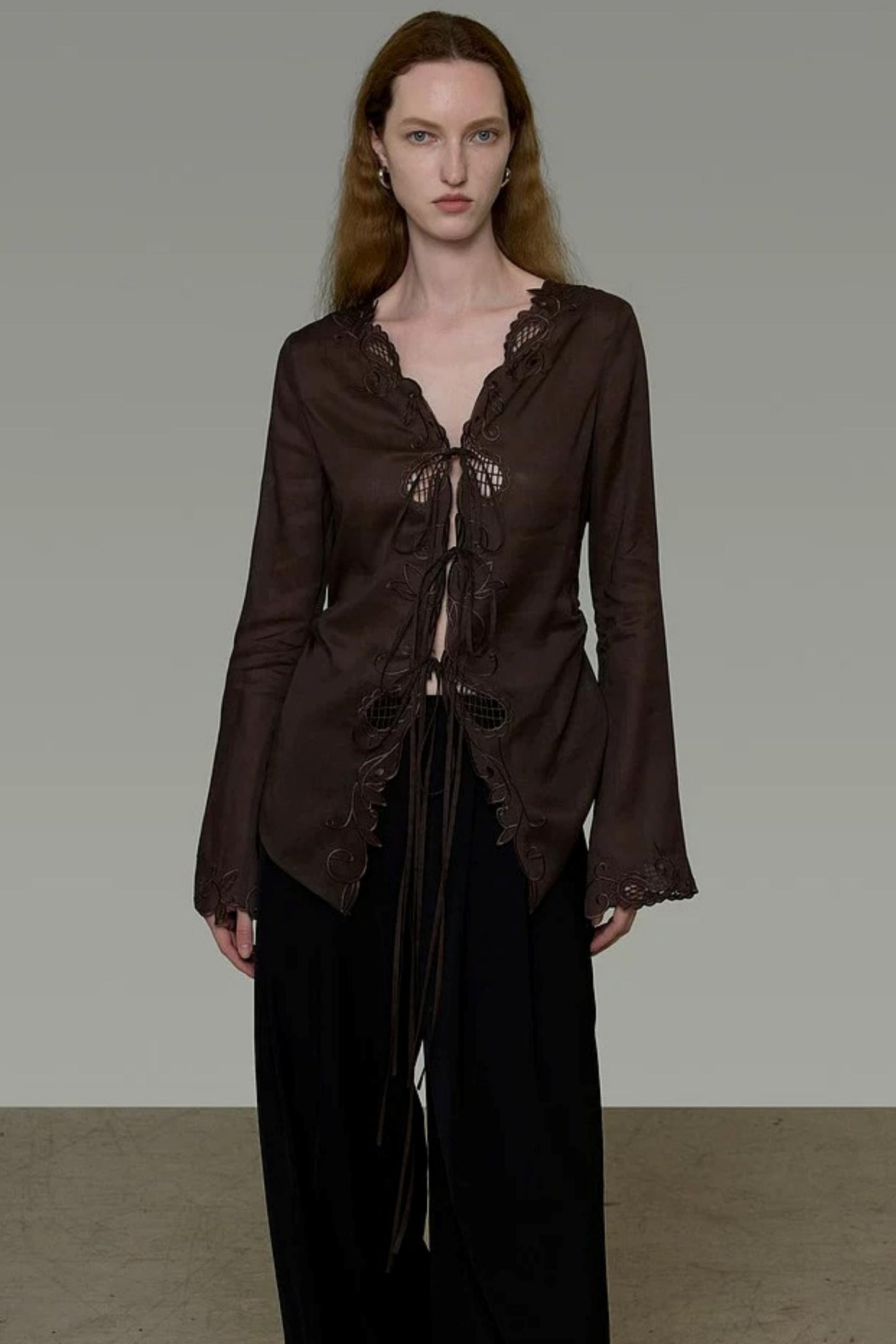 Embroidered Sun Protection Blouse Set-Up