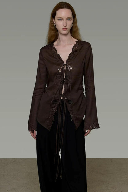 Embroidered Sun Protection Blouse Set-Up