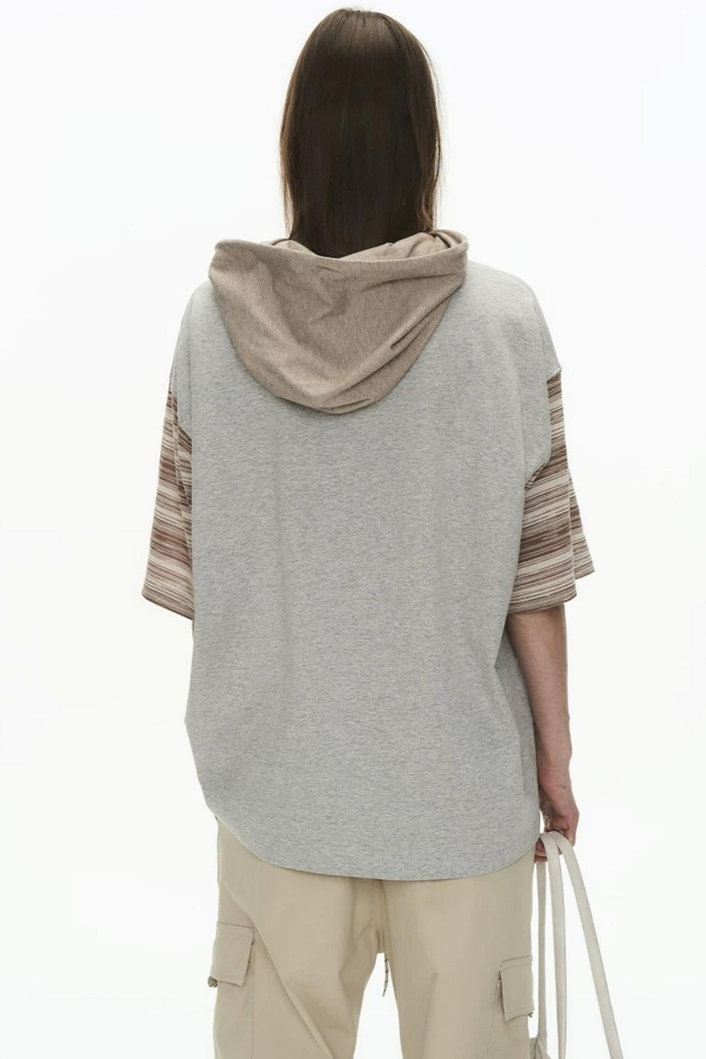 Hooded Striped Badge T-Shirt