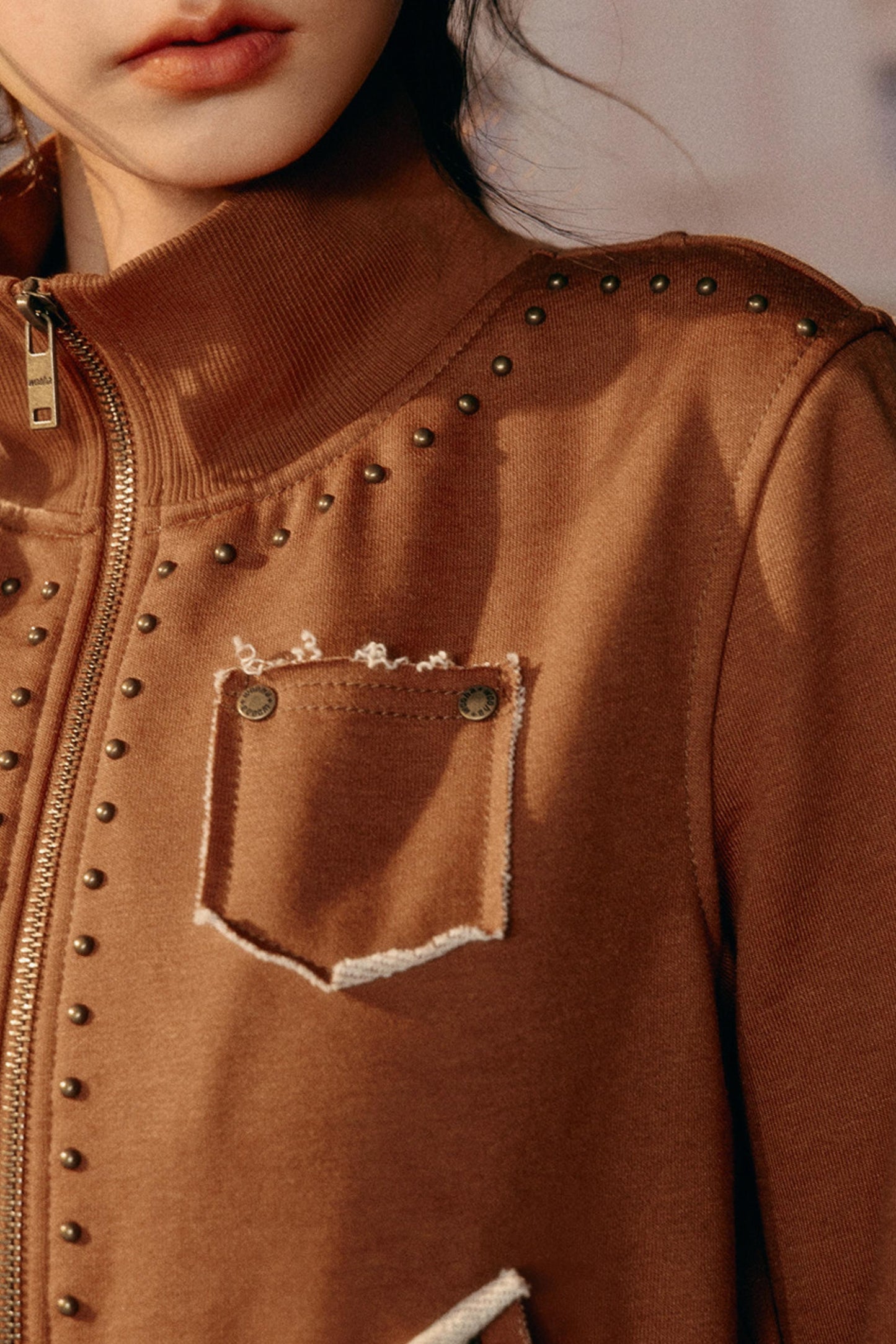 Retro Rivet Sweatshirt Jacket