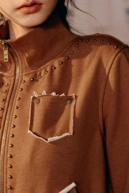 Retro Rivet Sweatshirt Jacket