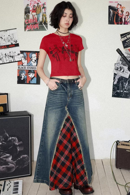 Retro Red Printed Top