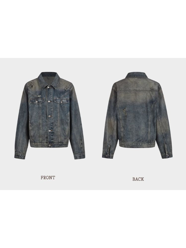 Heavy duty washed denim jacket