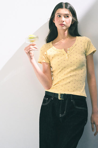 Floral Slim Fit Knit T-Shirt