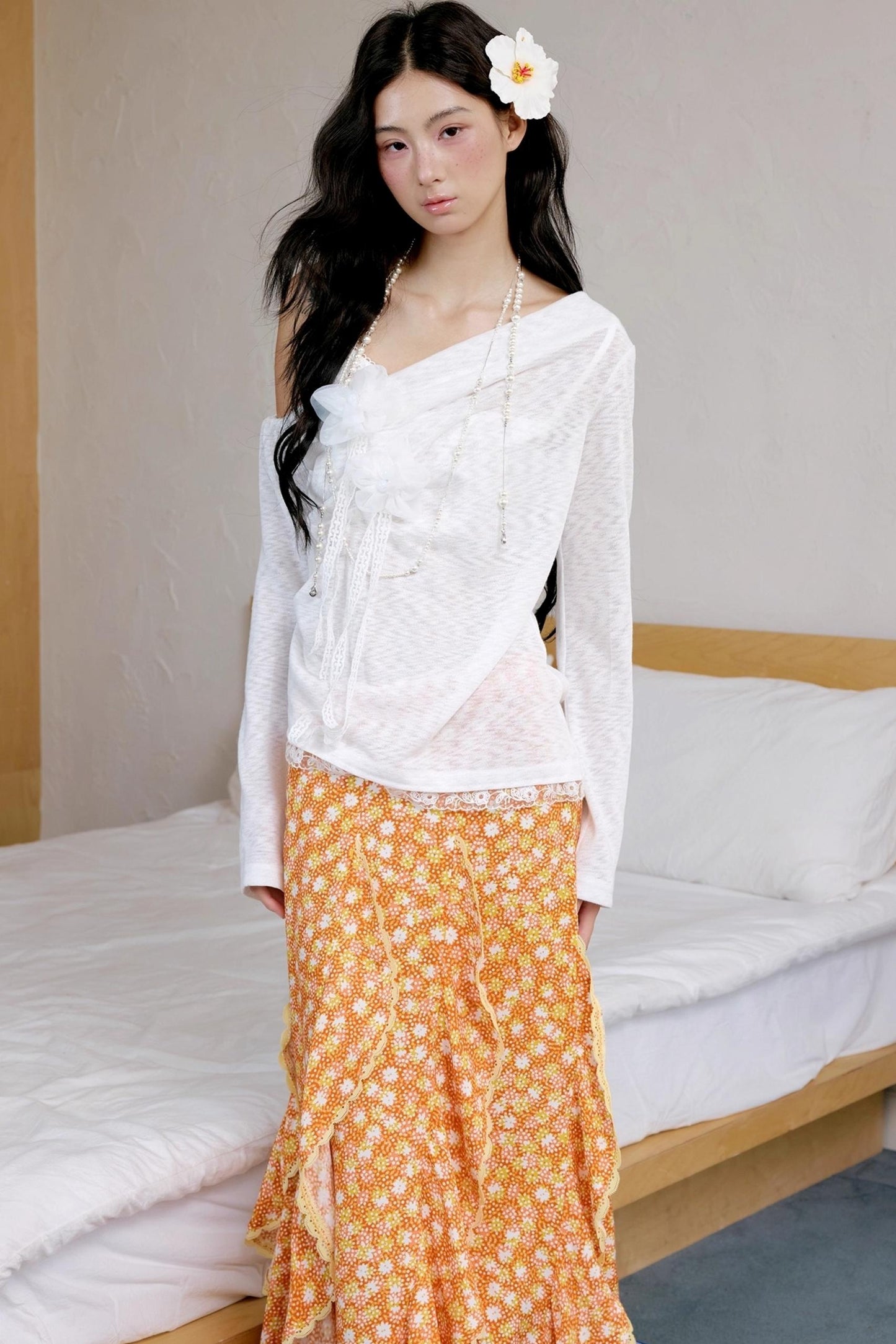 Pale Yellow Lace Knitted Top