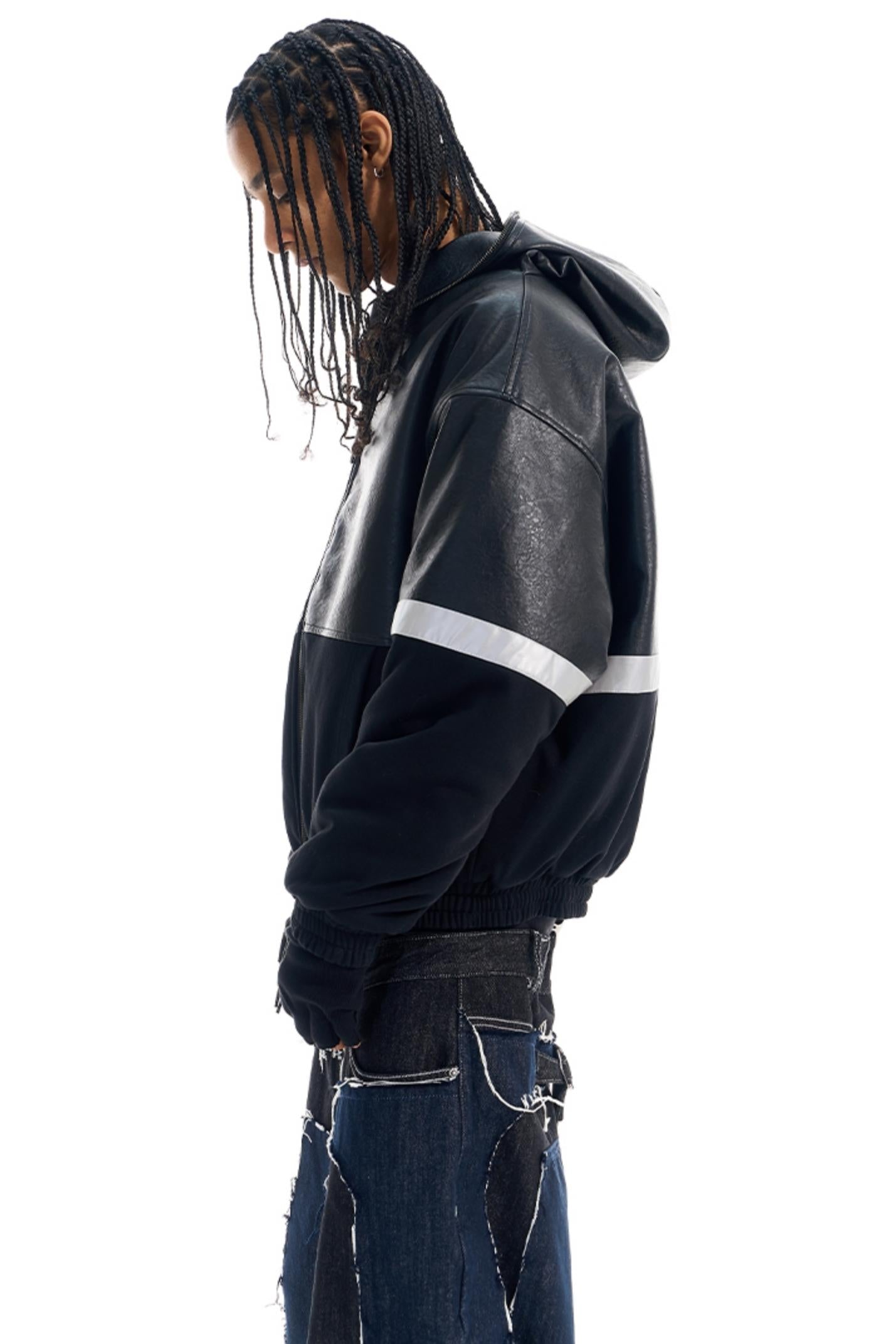 Reflective Silhouette Leather Coat