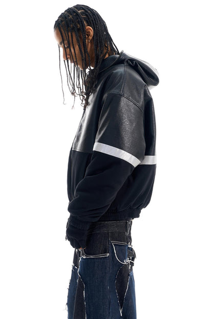 Reflective Silhouette Leather Coat