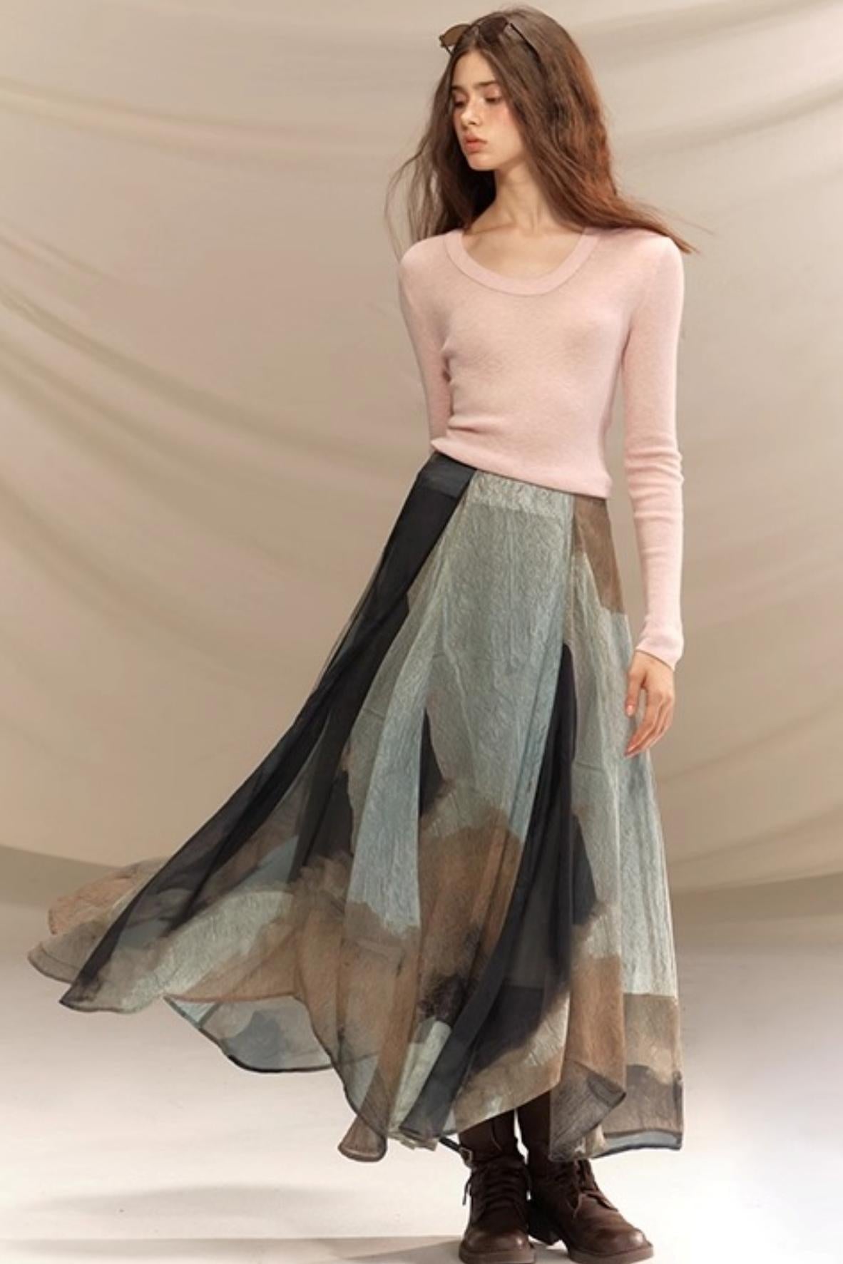 Amber Georgette Patchwork Skirt