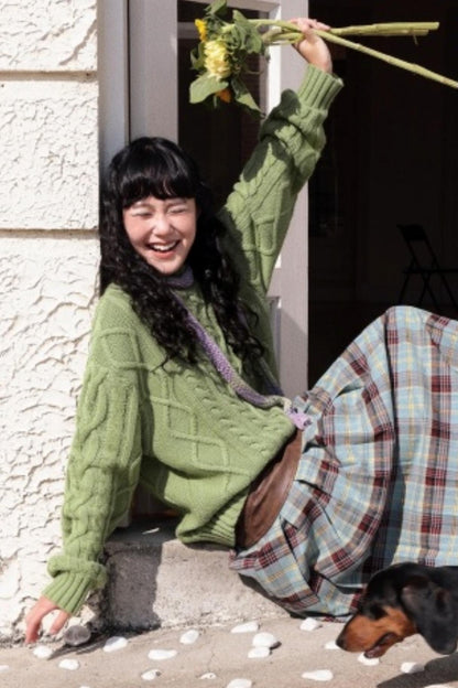 Sheep Wool Cable Knit Sweater