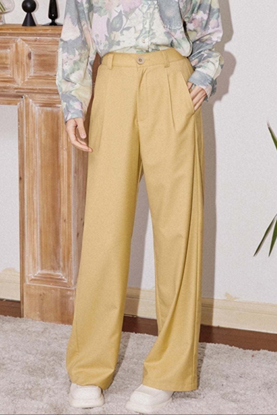 Simple Style Straight-Leg Pants