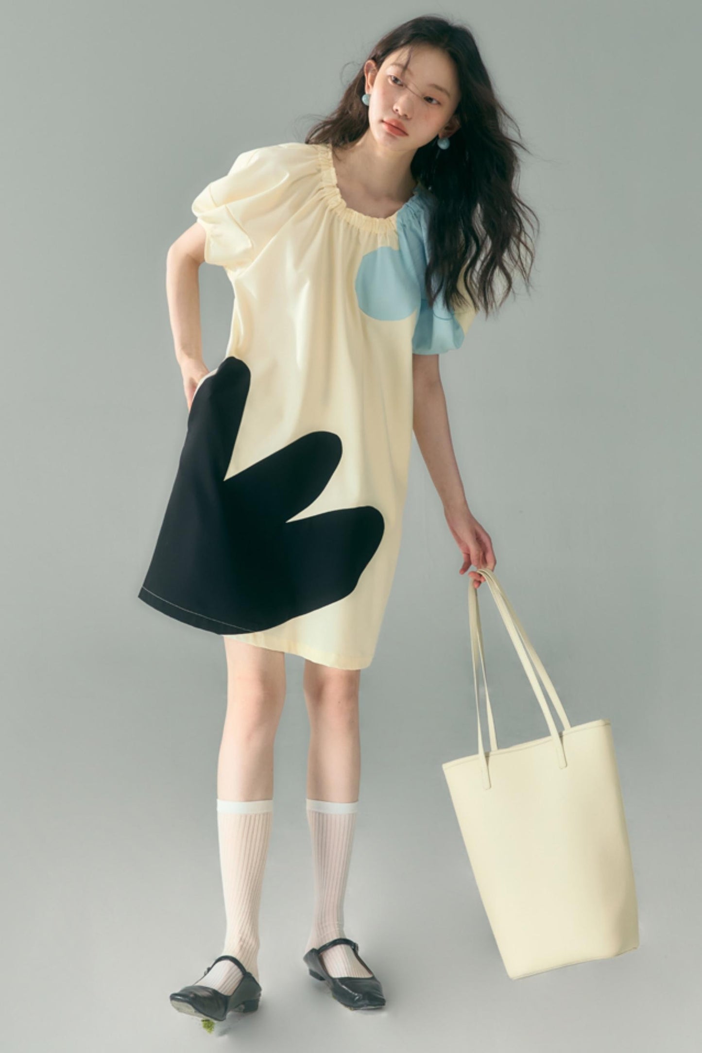 Original Blue Star Patchwork Crewneck Dress