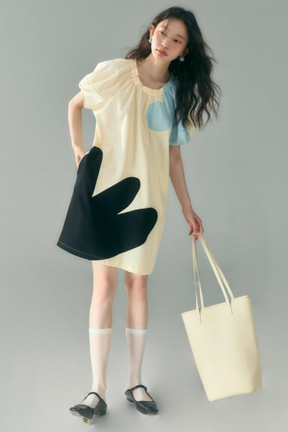 Original Blue Star Patchwork Crewneck Dress