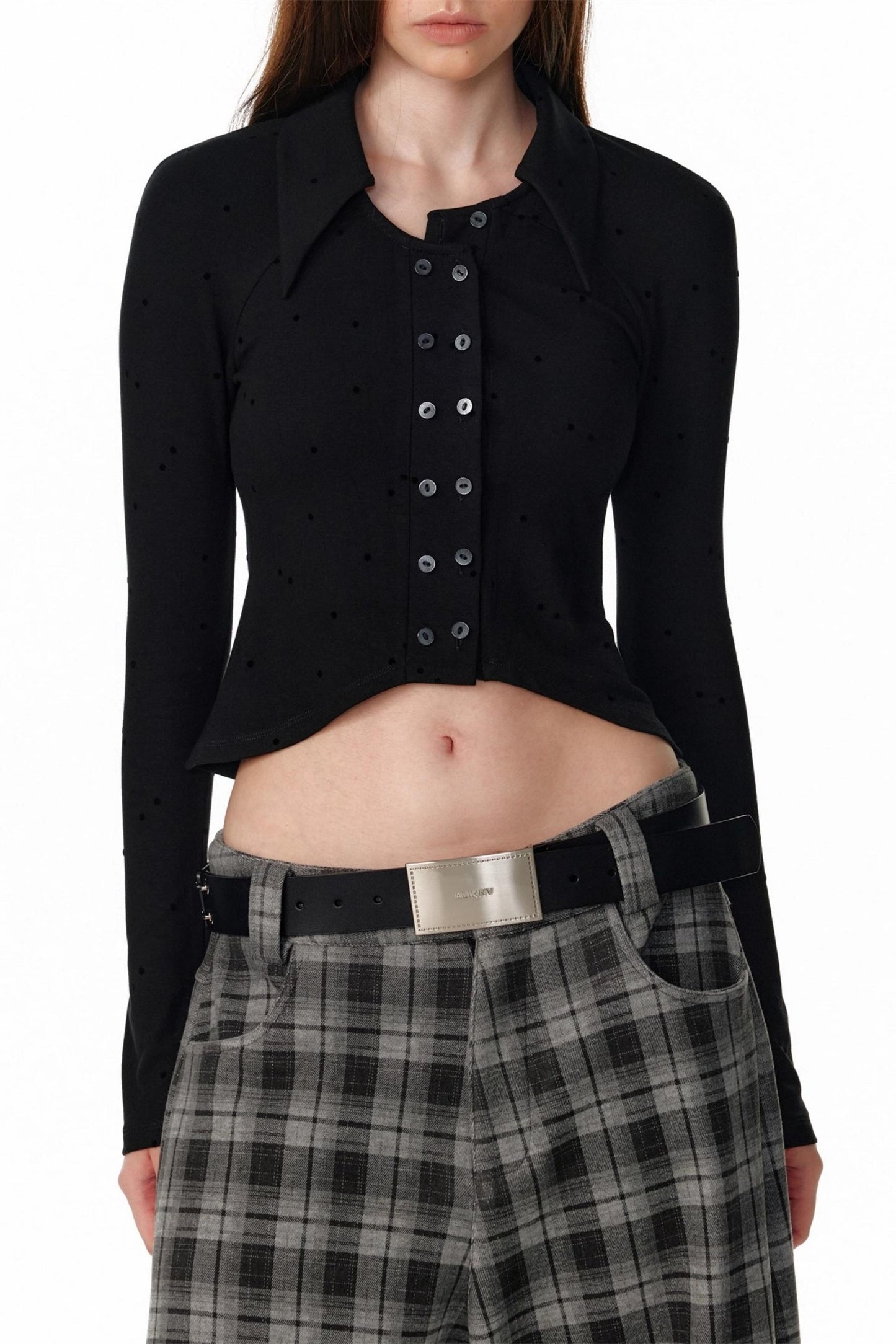 Vintage Polka Dot Slim Long Sleeve T-Shirt