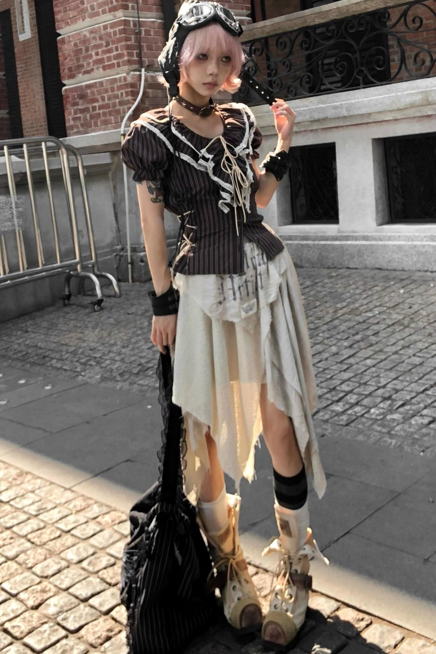 Irregular Splicing Print Skirt