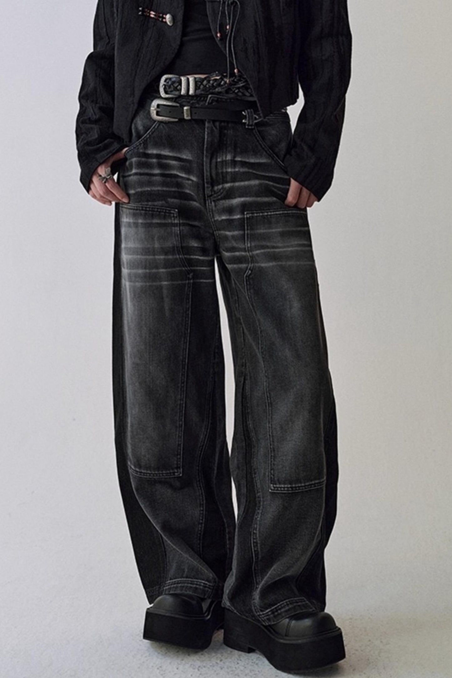 Gray Cat Whiskers Washed Jeans