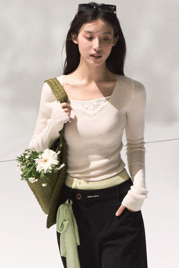V-Neck Slim Casual Knit Sweater