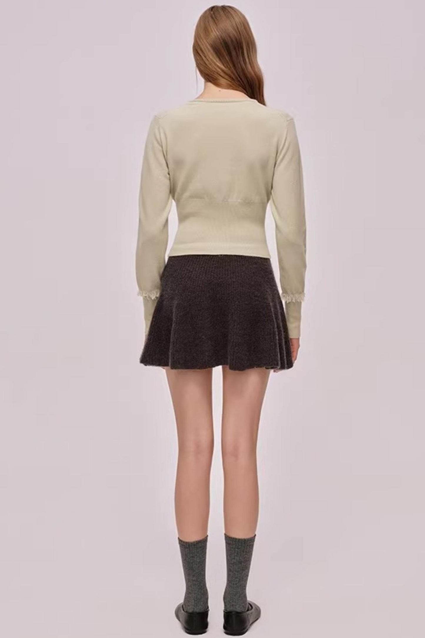 Embroidered Merino Wool Cardigan Top