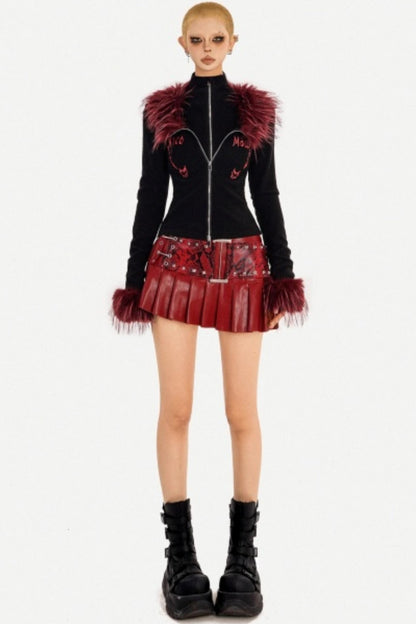 Flame Fur Collar Cardigan