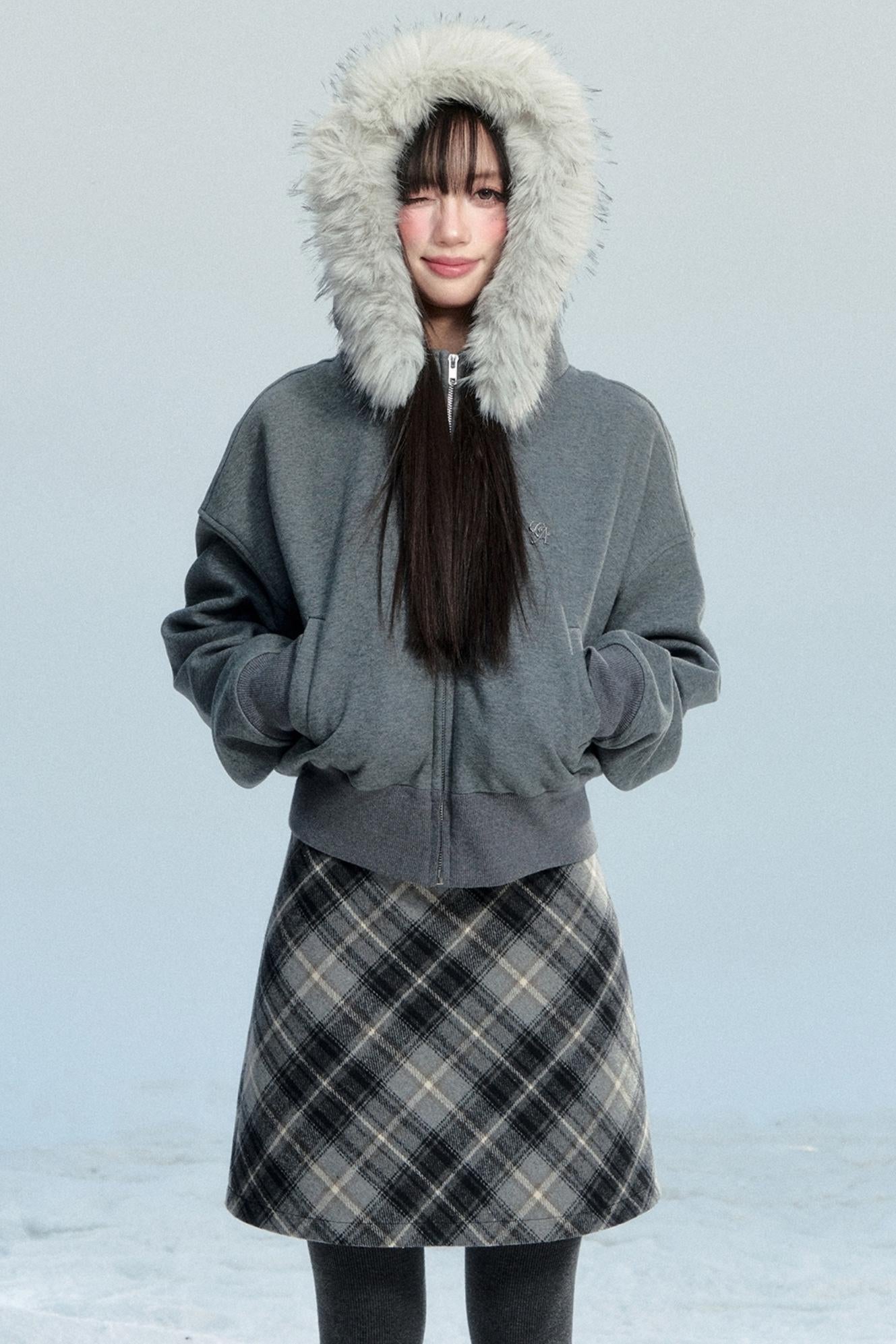 Hooded Fur Collar Jacket