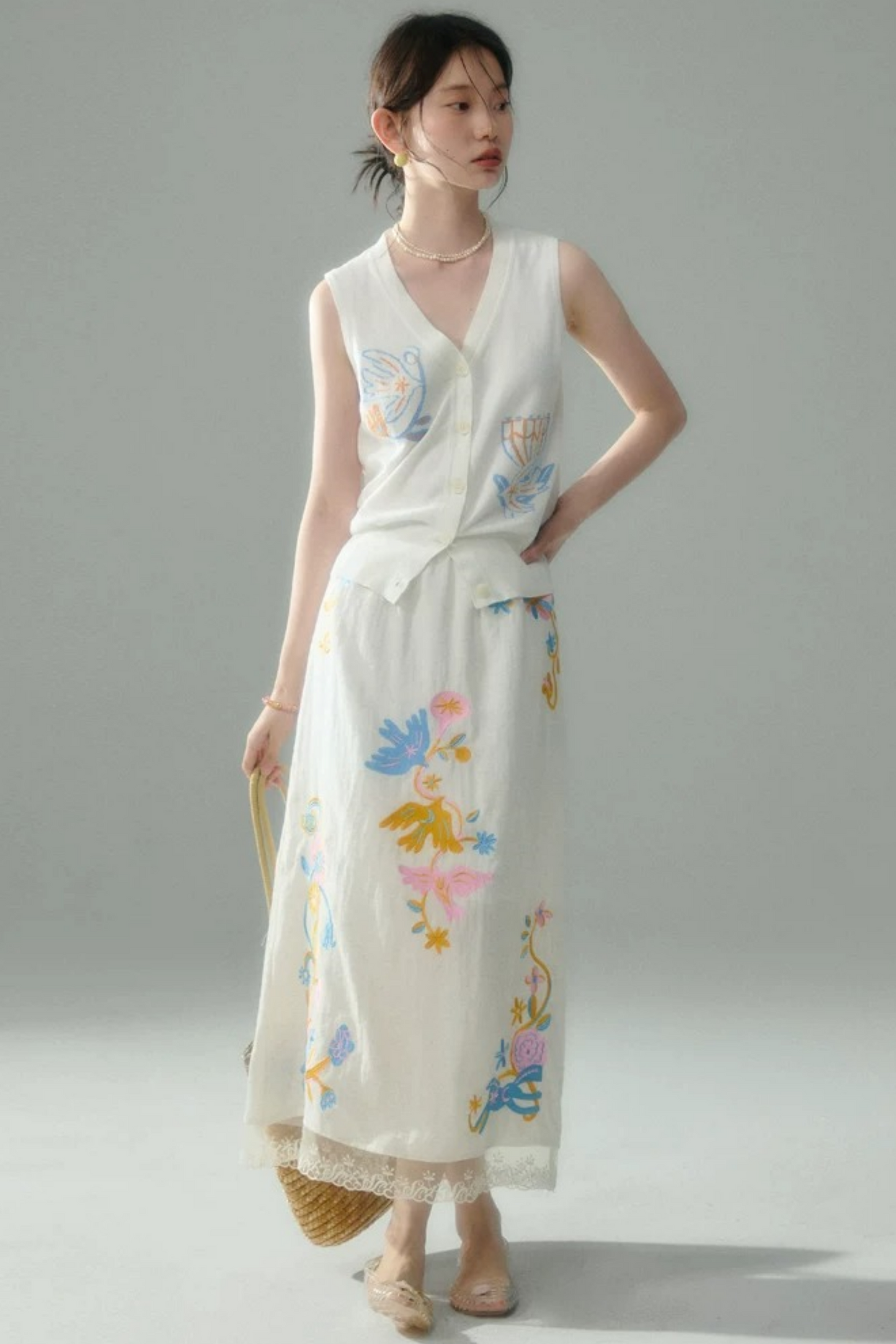 Pony Embroidery Cotton Linen Set-Up