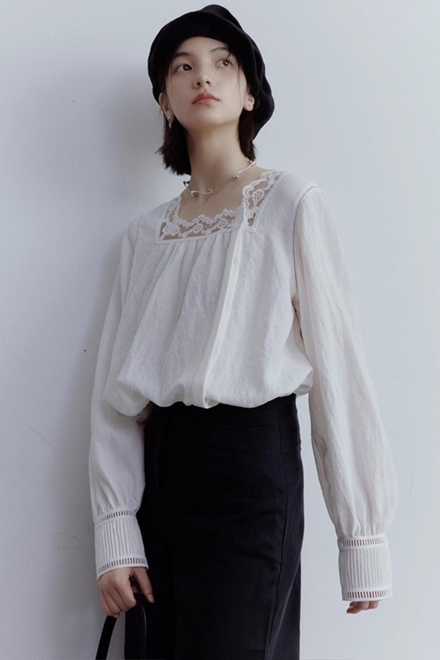 Lace Stitching Heavy Work Cuffs Shirt