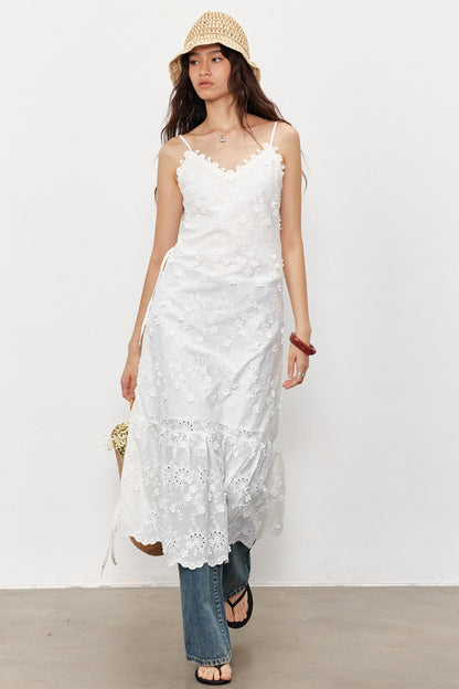 French Floral Lace Waist Slip Dress