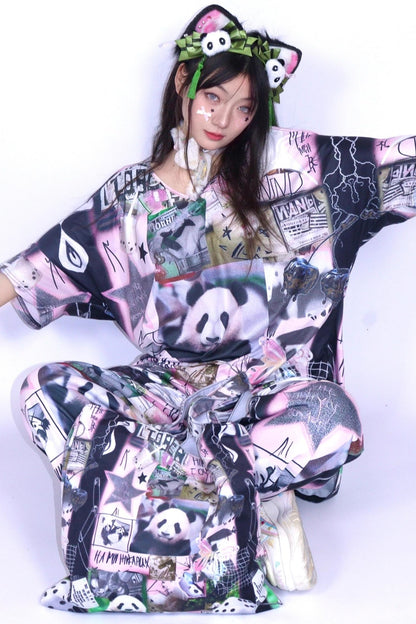 Mile Panda Canvas Shoulder Tote Bag