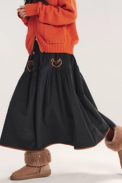 Hand-Painted Corduroy Skirt