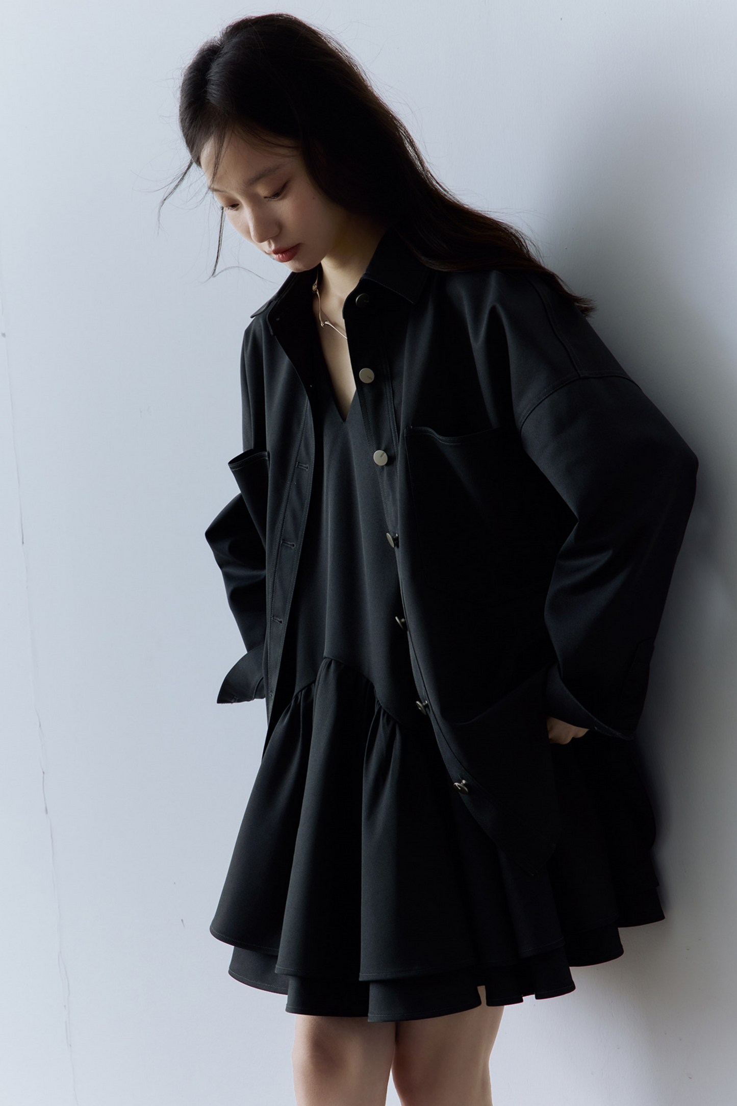 Oversize Hemdjacke aus Essigwolle