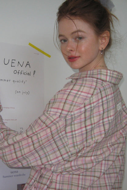 Purple Plaid Tie-Front Shirt Pants Set-Up