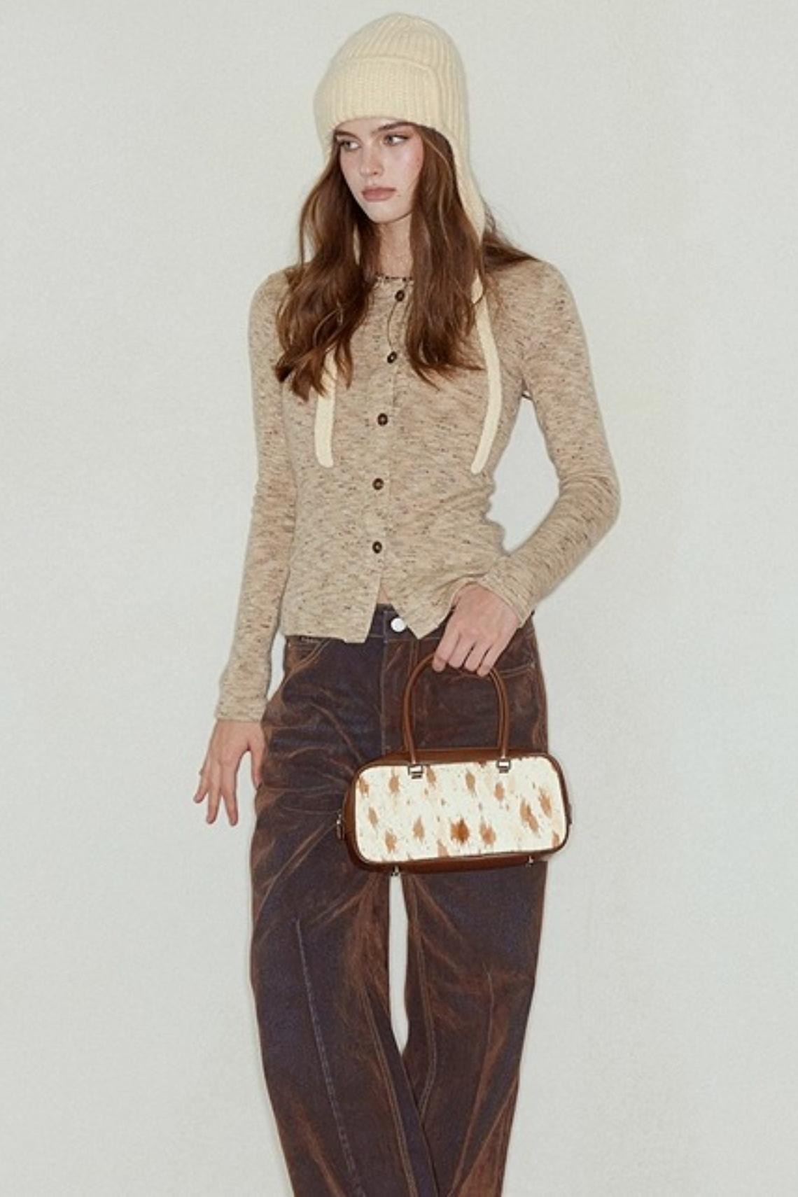 Flower Camel Knit Sweater