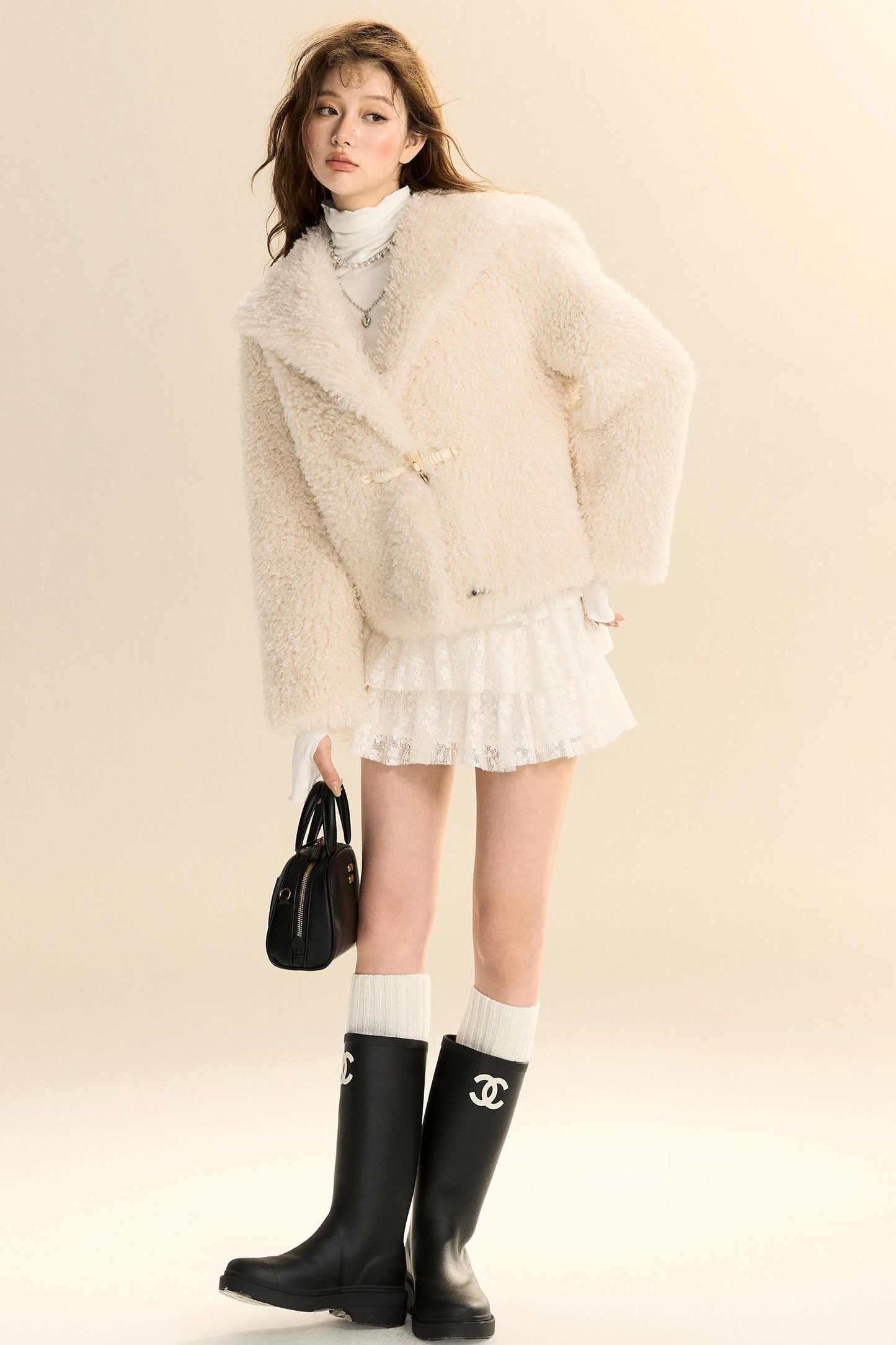 French Style Lambskin Short Coat