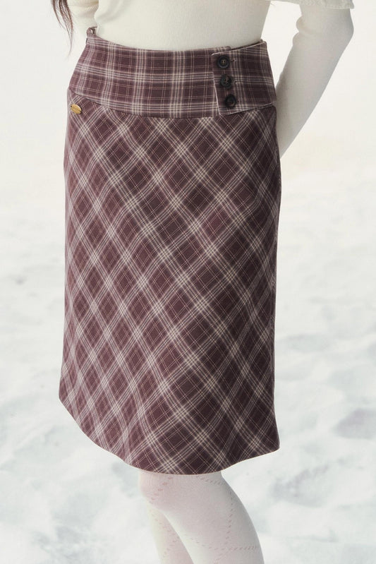 Vintage Floral Plaid Midi Skirt