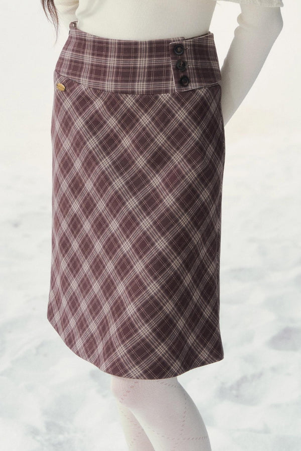 Vintage Floral Plaid Midi Skirt