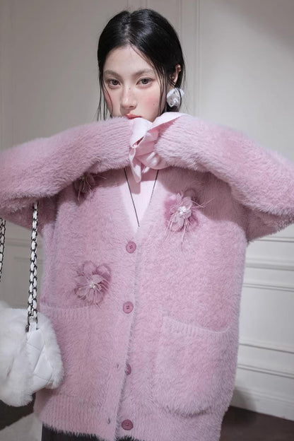 Human Pink Feder-Cardigan