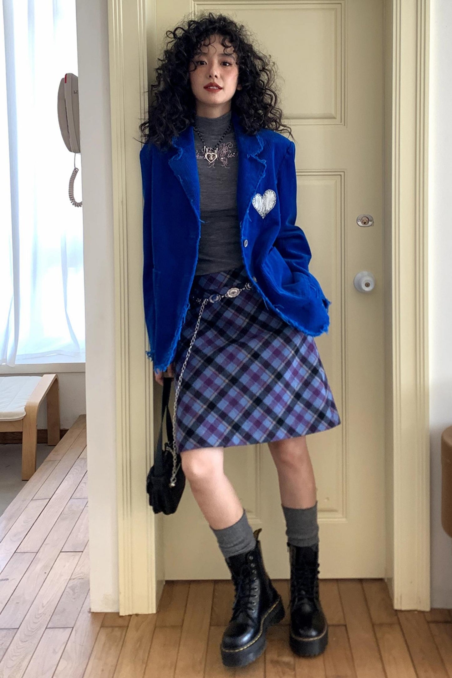 Night Wool Tweed A-Line Skirt