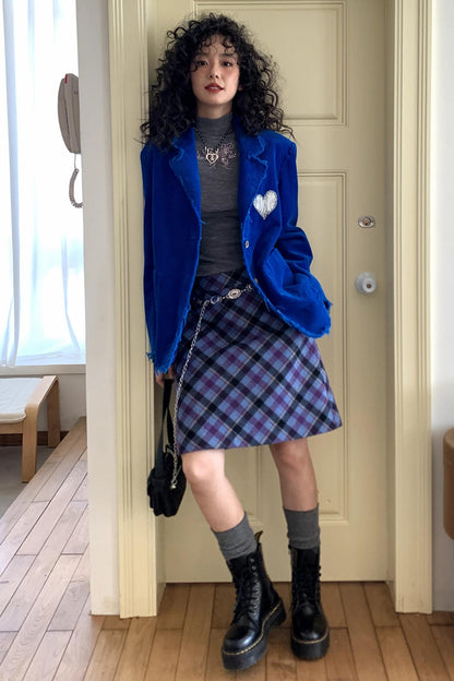 Night Wool Tweed A-Line Skirt