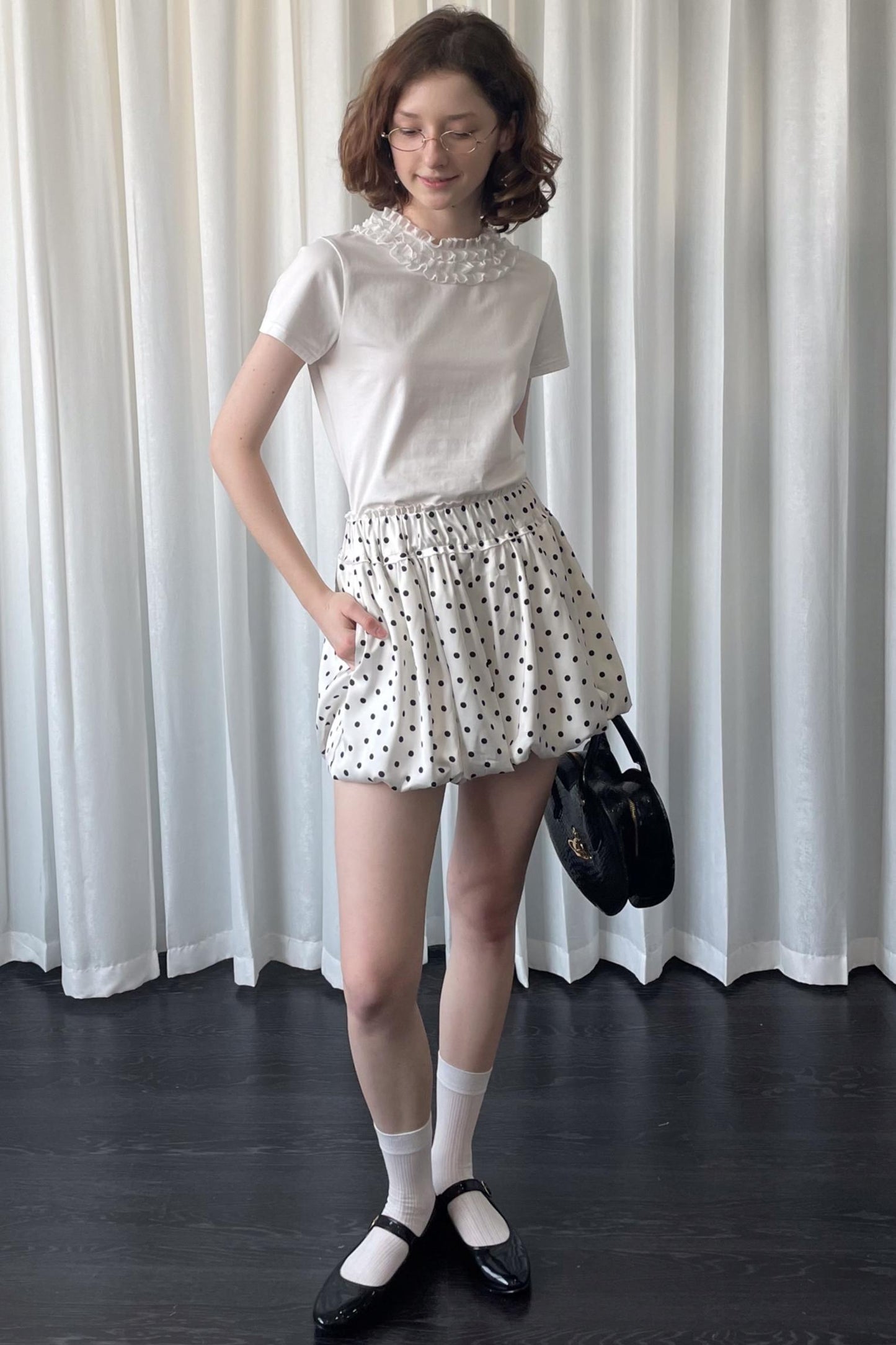 Ruffled Lace Neck T-Shirt