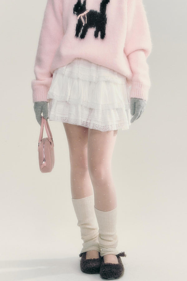 White Lace Cake Short Skirt