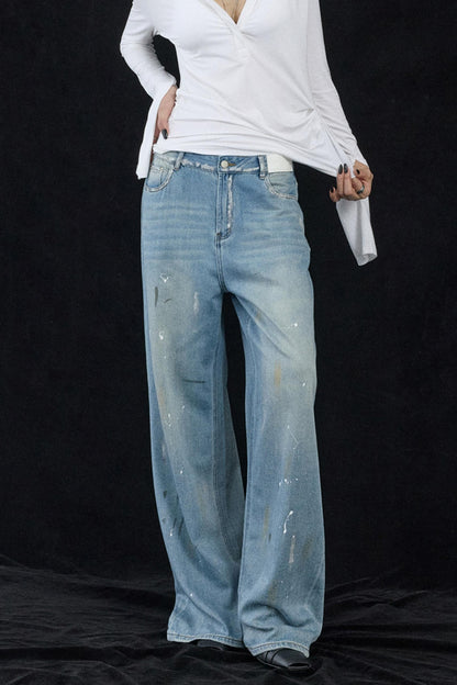 Splash-Ink Vintage Denim Pants
