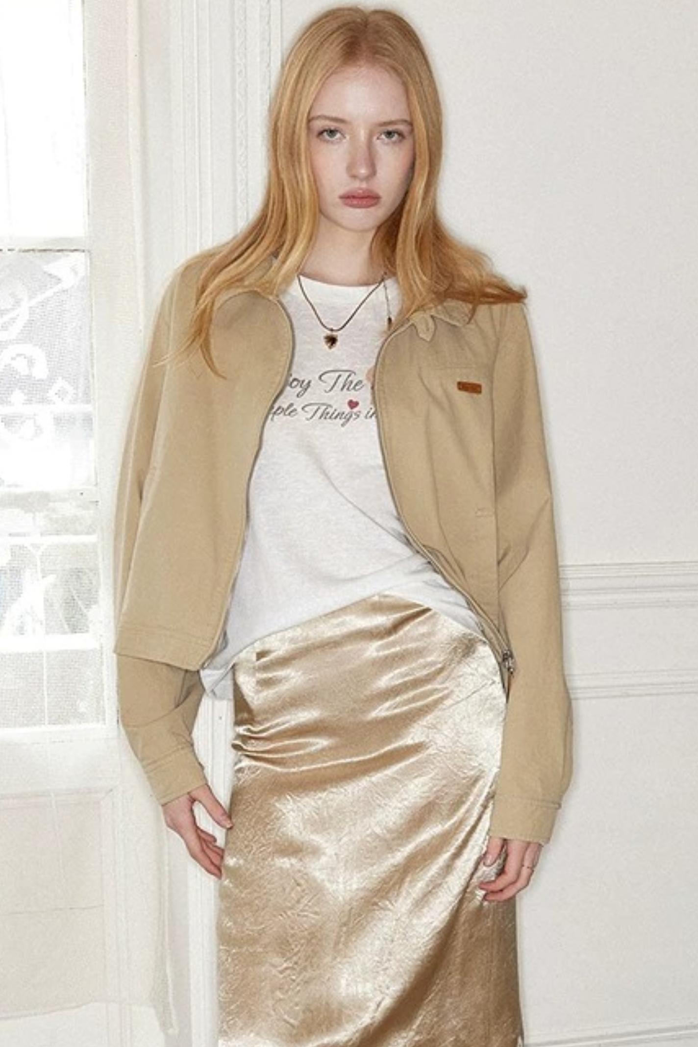 Retro Khaki Leather Workwear Jacket