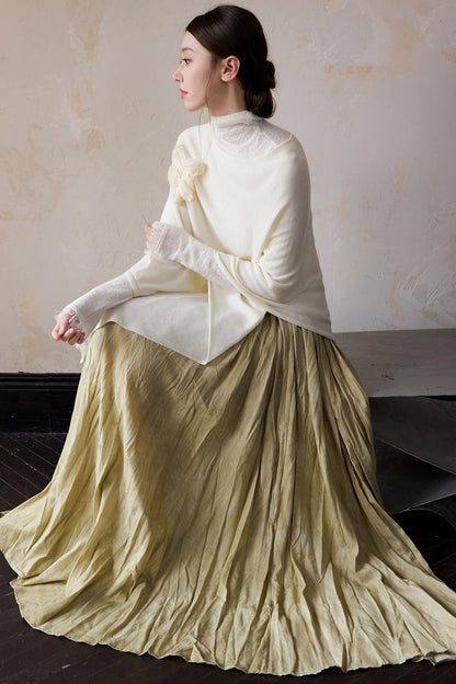 Autumn White Wool Cape