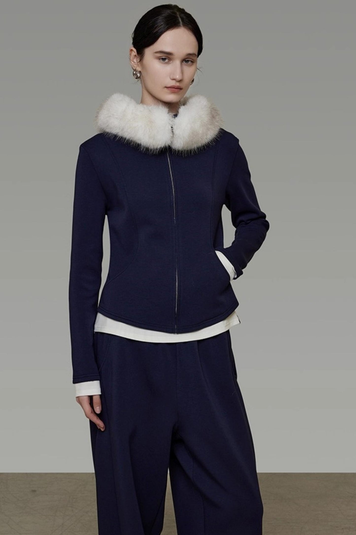 Fur Collar Jacket Set-Up