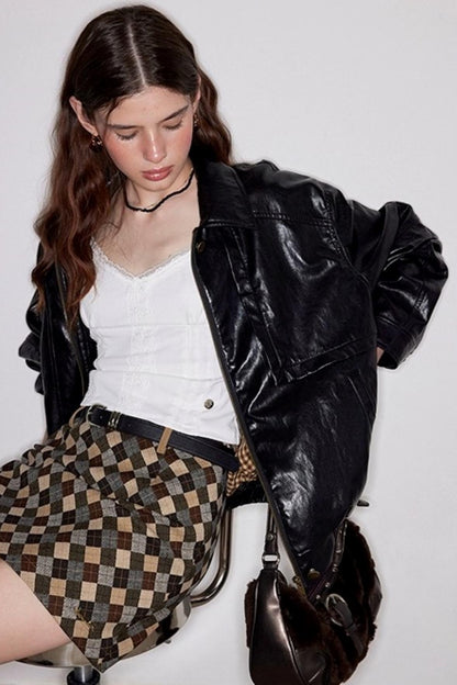 Casual Silhouette Biker Style Jacket