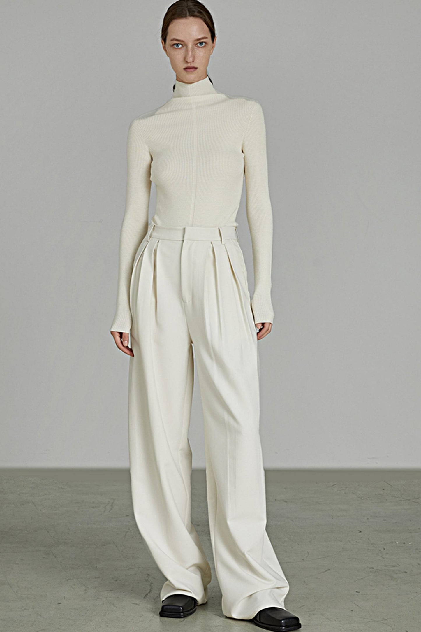 High-Waist Wide-Leg Draped Pants