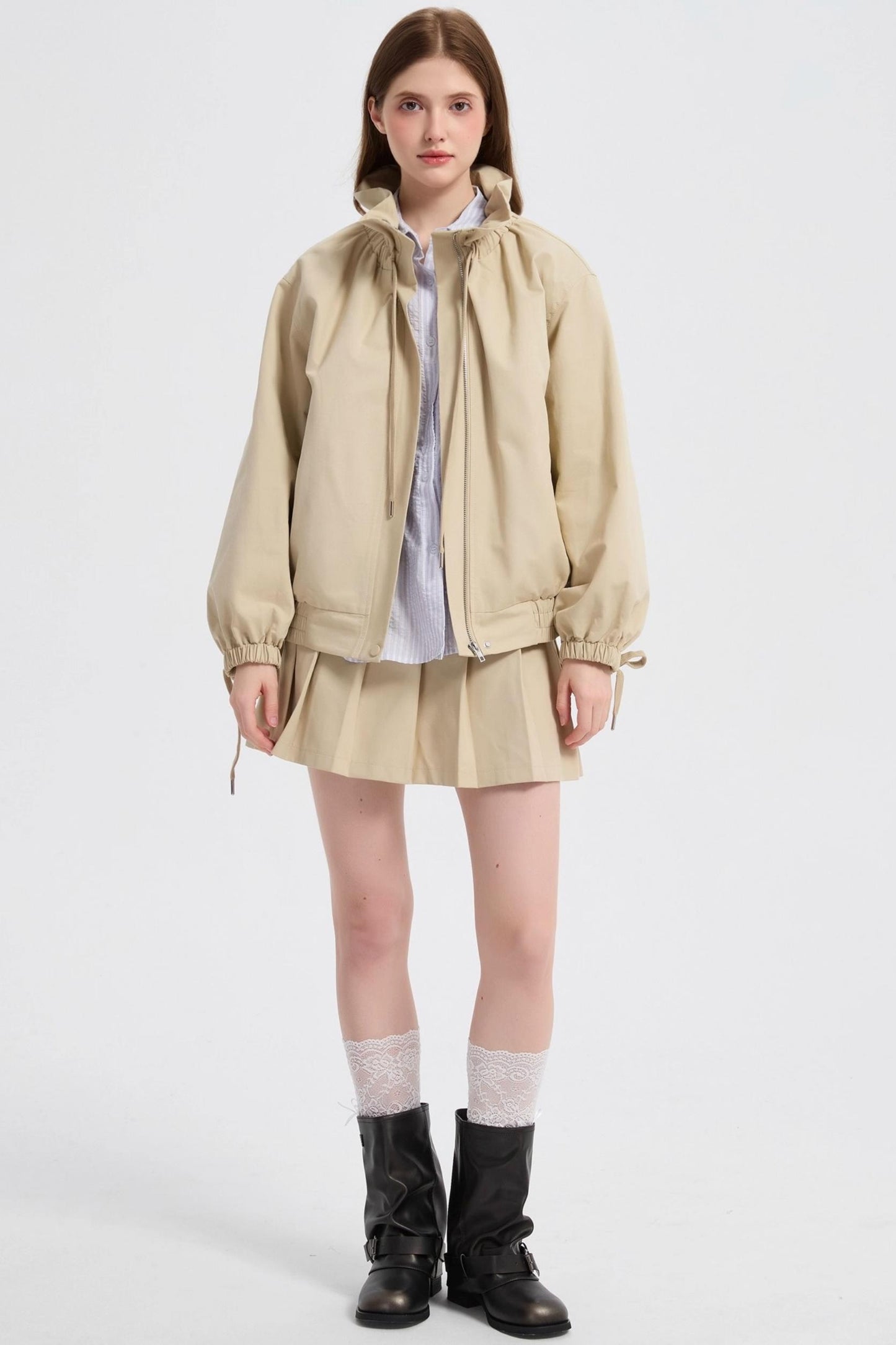 Autumn Floral Striped Ruffle Shirt